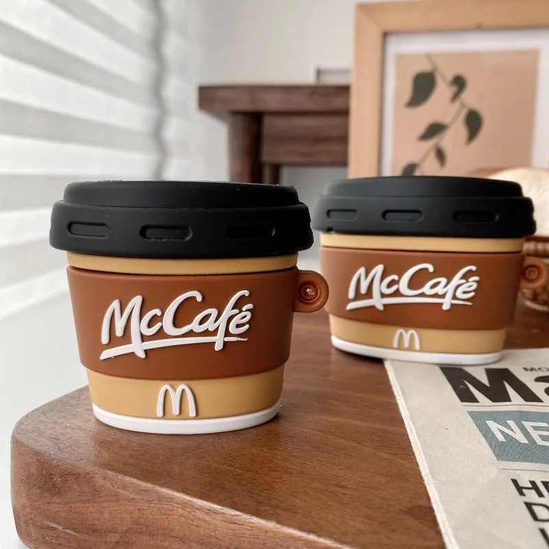 Creative M coffee cup silicone earphone case for AirPods 1 2 Pro 3 in coffee colour