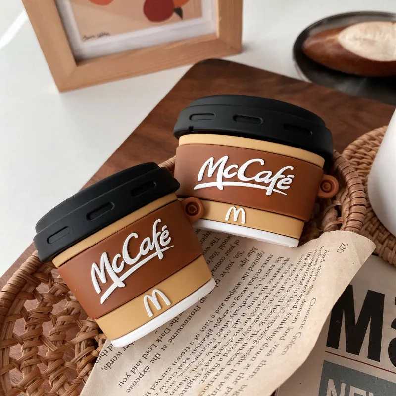 Creative M coffee cup silicone earphone case for AirPods 1 2 Pro 3 in coffee colour