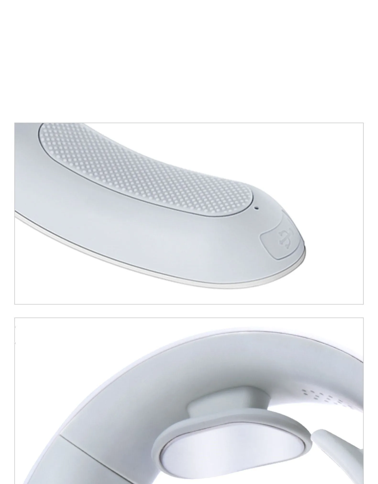 White electric acupressure massager with control buttons on a grey background.