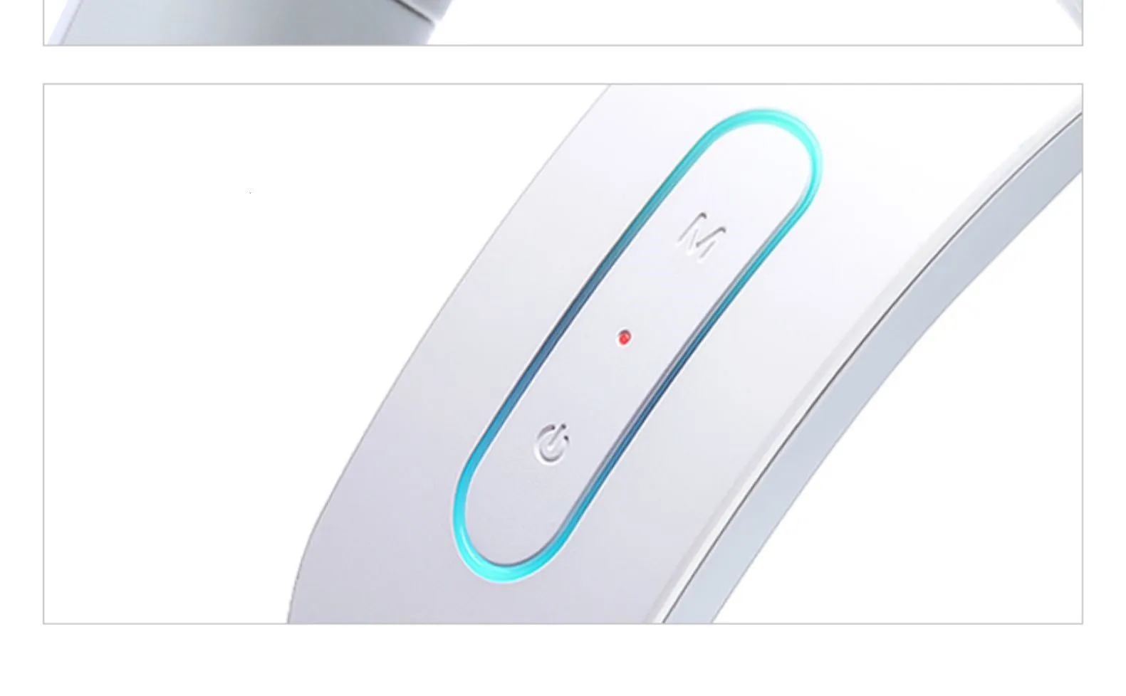 White electric acupressure massager with control buttons on a grey background.