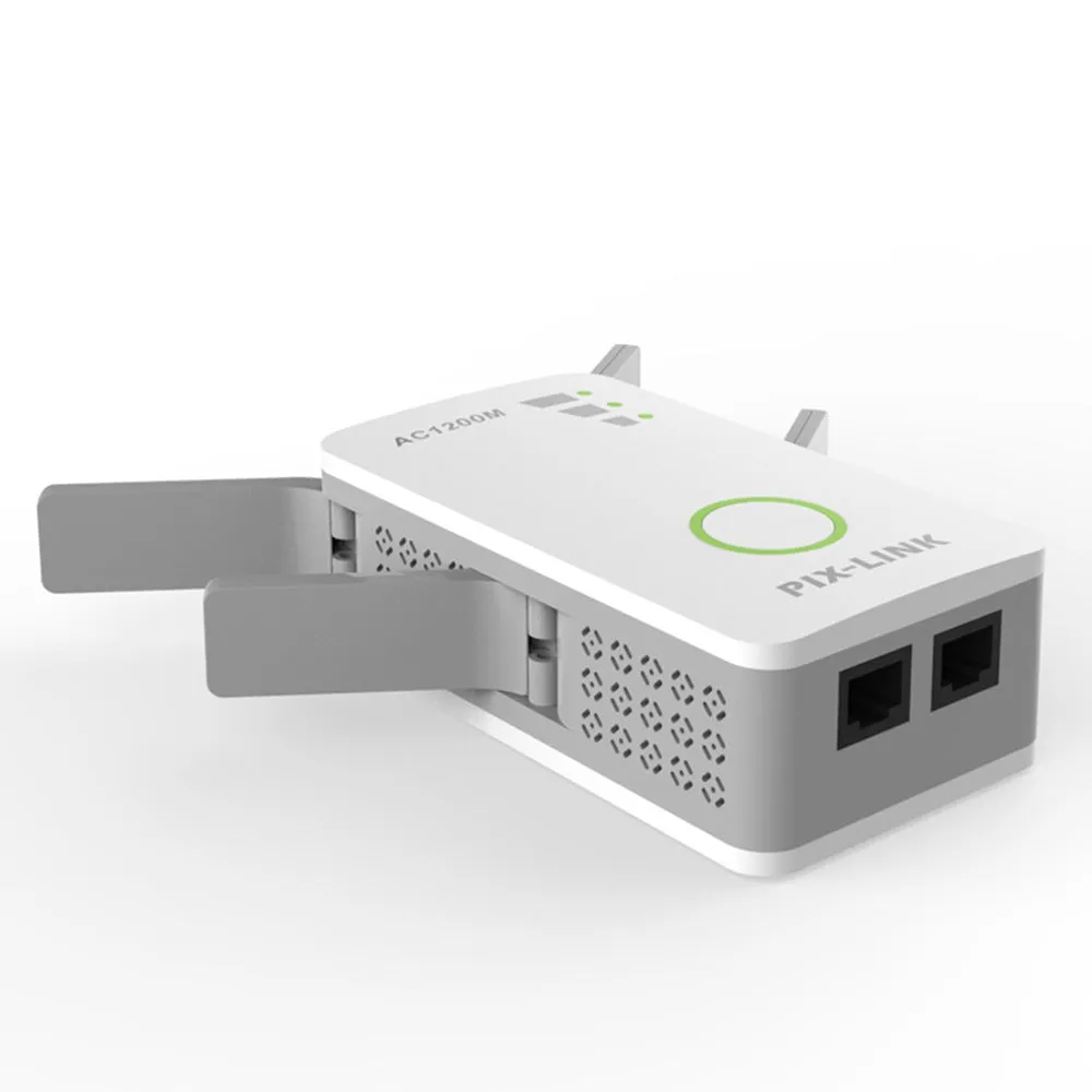 AC09 1200M dual frequency wireless repeater with UK plug, white plastic housing