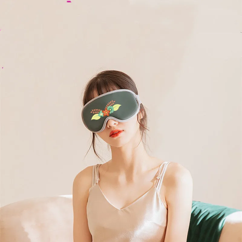 USB-powered portable eye steam massage mask with suede shell in green or pink colour