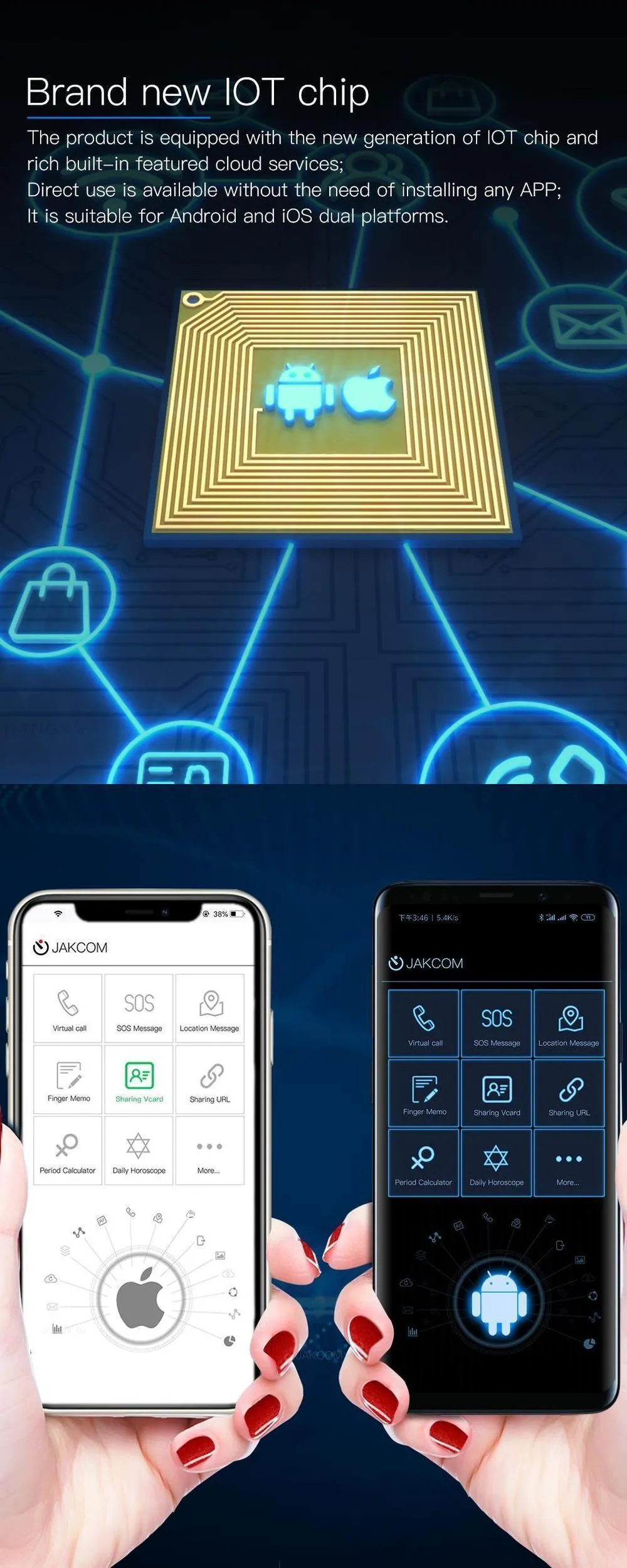 JAKCOM N3 smart nail chip wireless NFC sensor for mobile phone activation on a finger