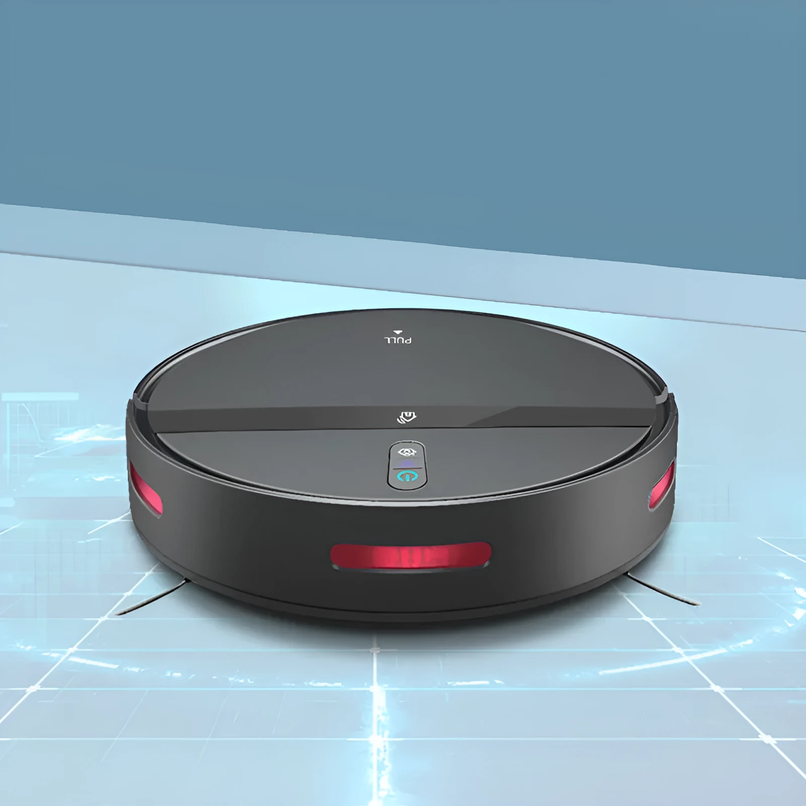 Automatic intelligent sweeping robot in black and white, with brushless motor, 600ml capacity, 320x320x78mm size