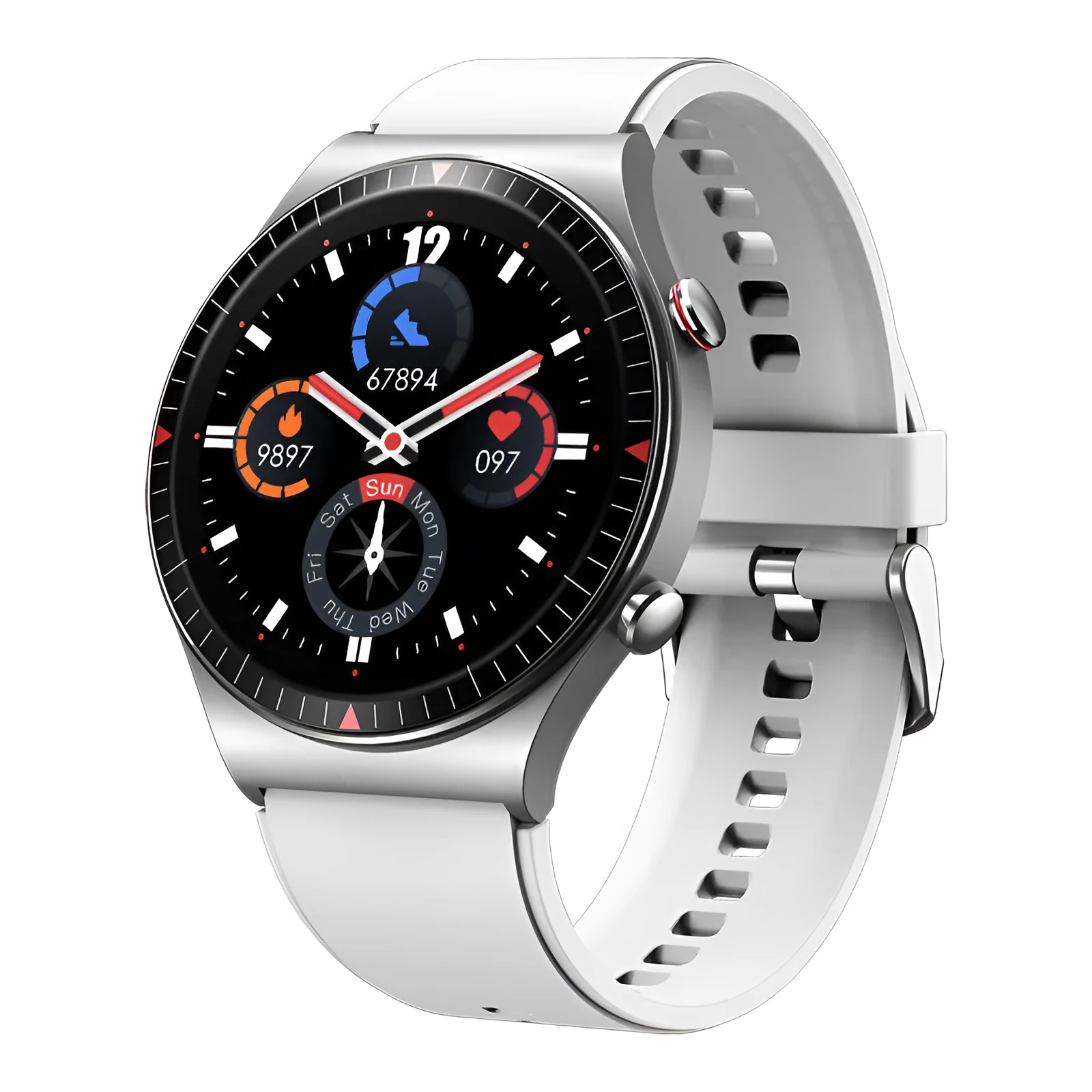 Music Recording Bluetooth Call Smart Watch with 1.28 Inch Touch Screen, 4G Memory, 260mAh Battery, TPU and Silicone Wristband for Business, Adults, Elderly, Black and White, Health Monitoring and Sleep Analysis Compatible with Android and iOS Platforms