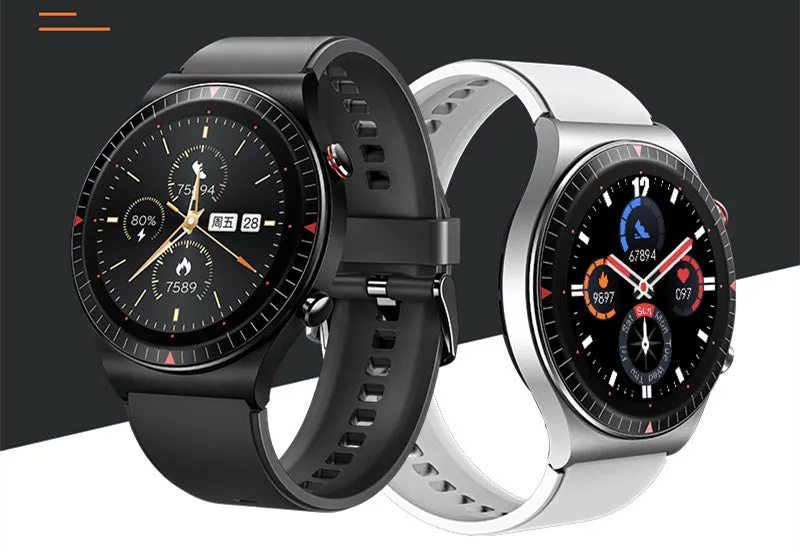 Music Recording Bluetooth Call Smart Watch with 1.28 Inch Touch Screen, 4G Memory, 260mAh Battery, TPU and Silicone Wristband for Business, Adults, Elderly, Black and White, Health Monitoring and Sleep Analysis Compatible with Android and iOS Platforms