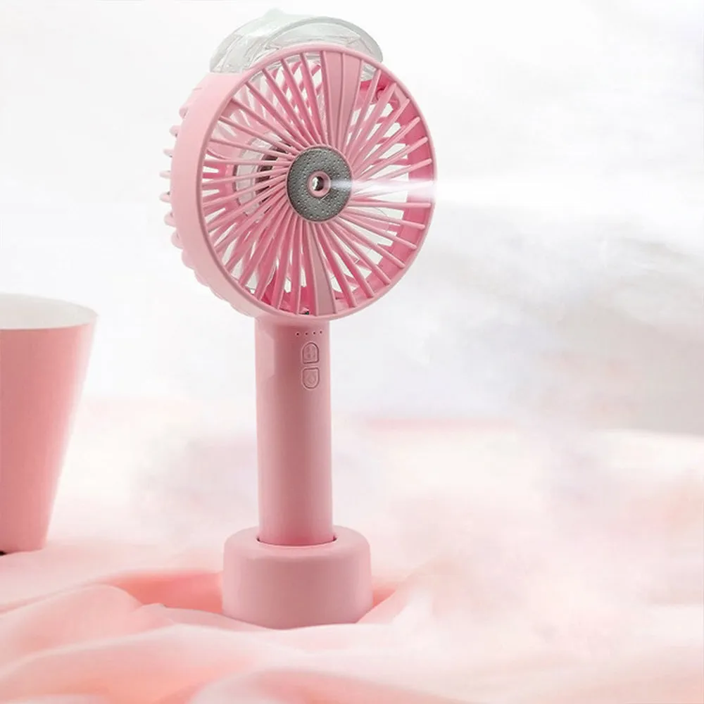 i9 Nano Water Fan USB handheld fan with rechargeable battery and water bottle in blue colour