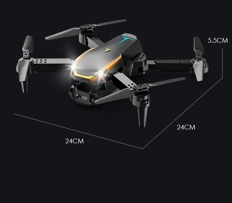 4K HD quadcopter with dual cameras, plastic body under 30cm, GPS return and headless mode features