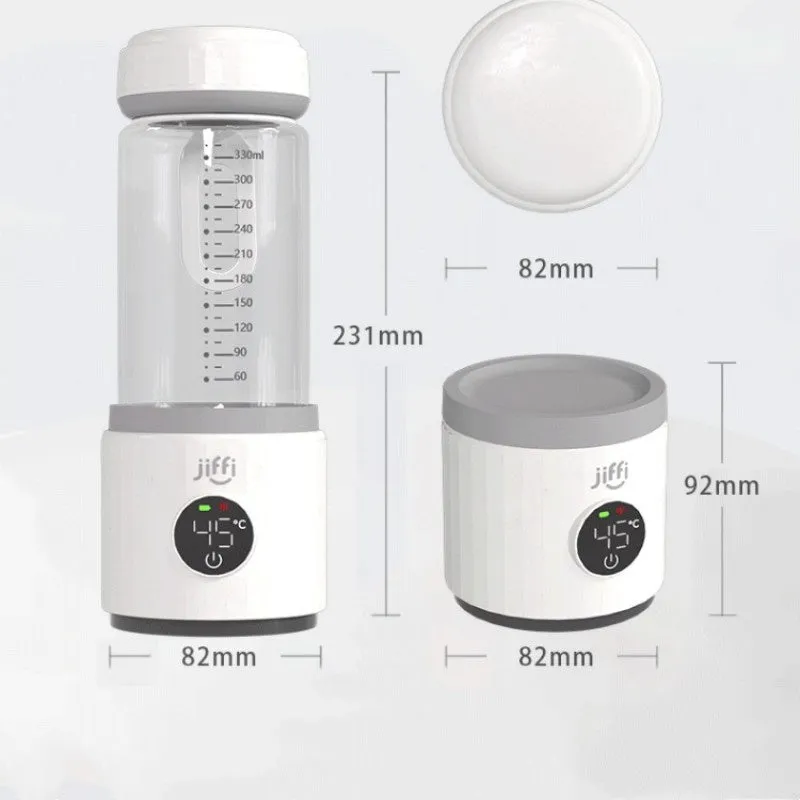 Wireless portable milk warmer in white with 350ml capacity and 316L stainless steel inner container