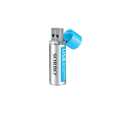 Lithium polymer AAA rechargeable battery set with USB charging port, 1200mAh capacity, flame retardant casing