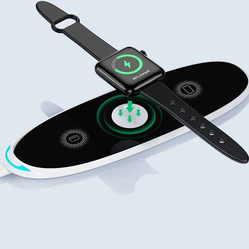 Three-in-one wireless charger for watch and headset 220x70mm black colour
