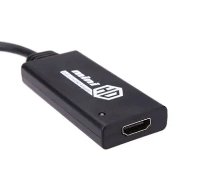 DM-HN09 mini USB 3.0 to HDMI adapter cable in black with two connector ends