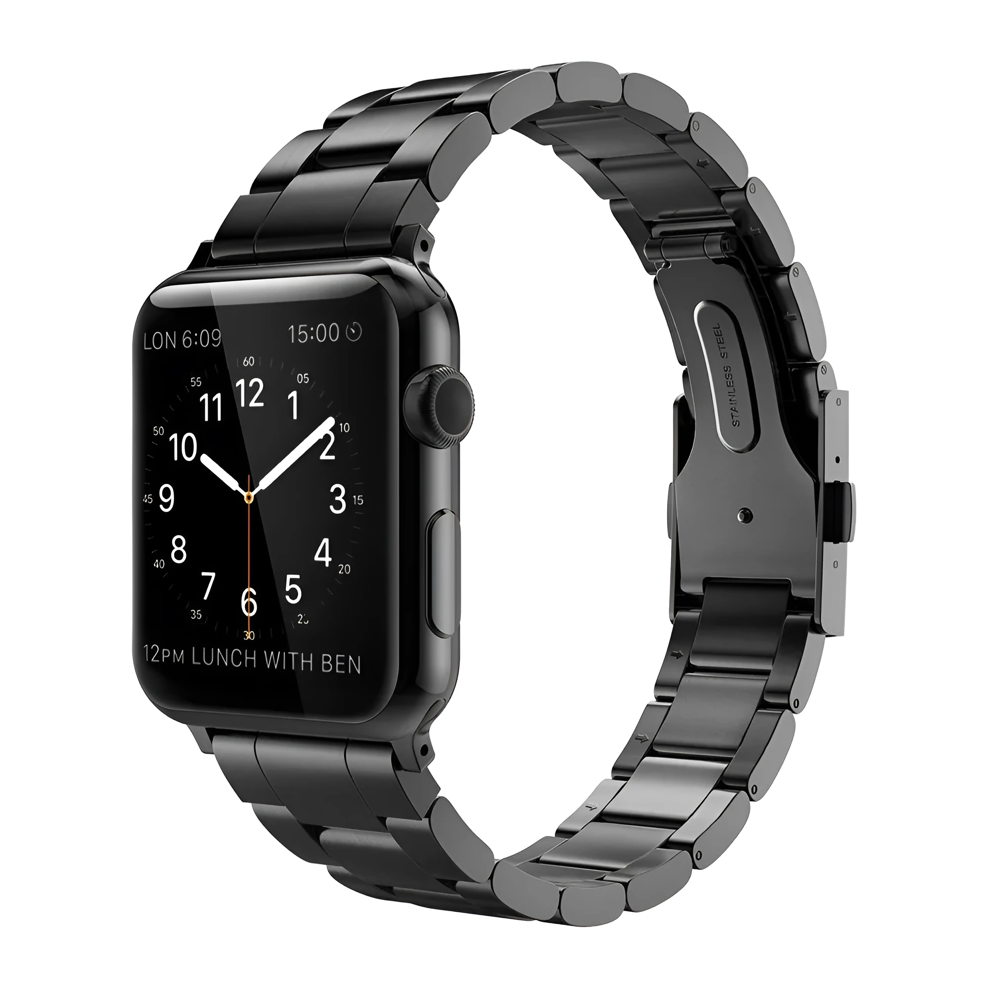 361L stainless steel three beads watch strap compatible with Apple Watch Series 1 and 2 in 38mm and 42mm sizes