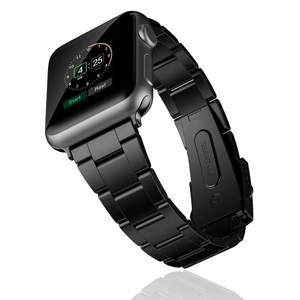 361L stainless steel three beads watch strap compatible with Apple Watch Series 1 and 2 in 38mm and 42mm sizes