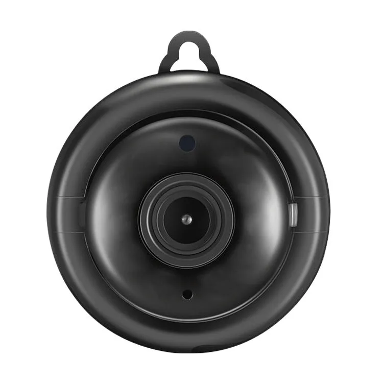 Black compact home wifi camera with HD 1080P resolution and night vision, 90x60x60mm