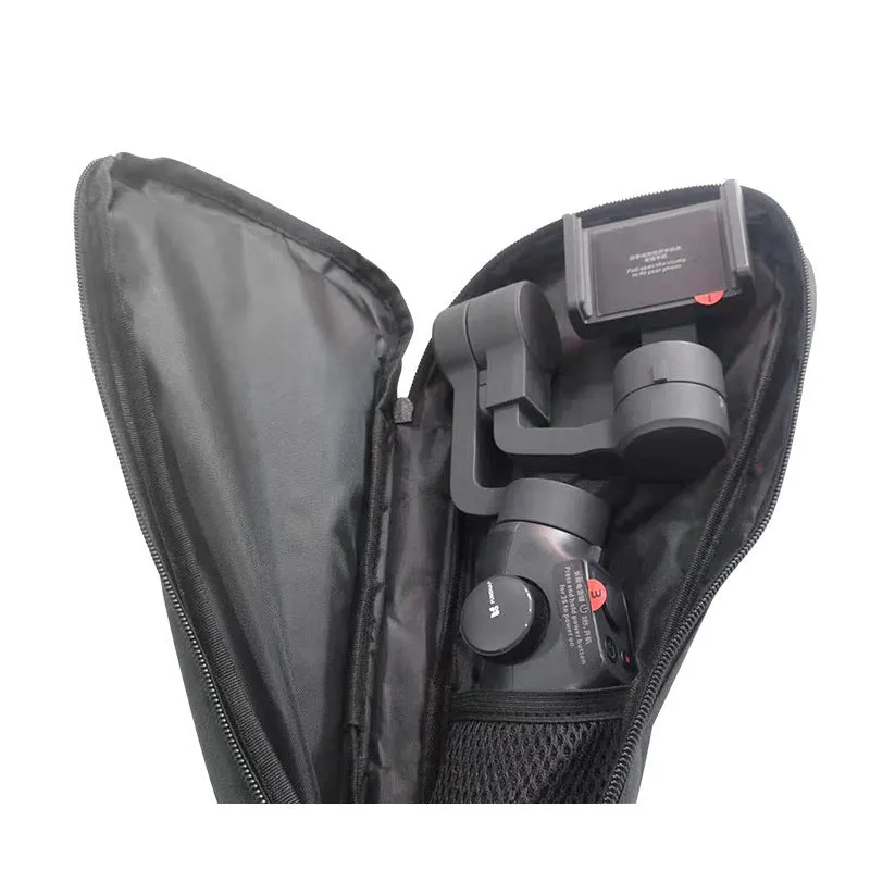 Black cloth storage bag for mobile phone stabilizer accessories.