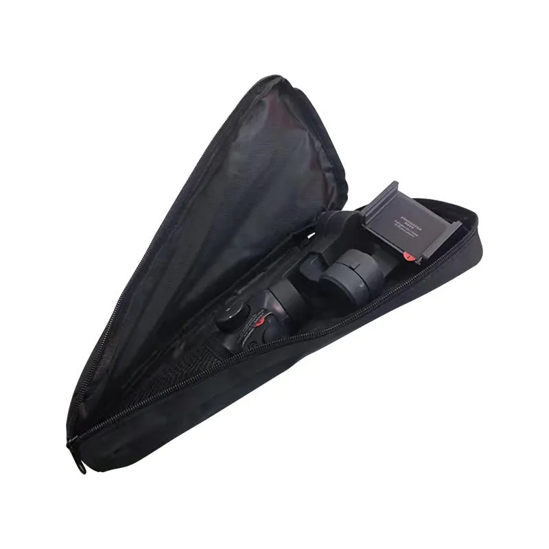 Black cloth storage bag for mobile phone stabilizer accessories.
