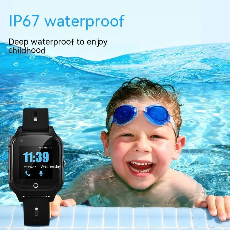 4G Netcom student smart watch with 1.30-inch IPS HD screen, PC ABS body, touch operation, wrist strap, in black/pink/purple