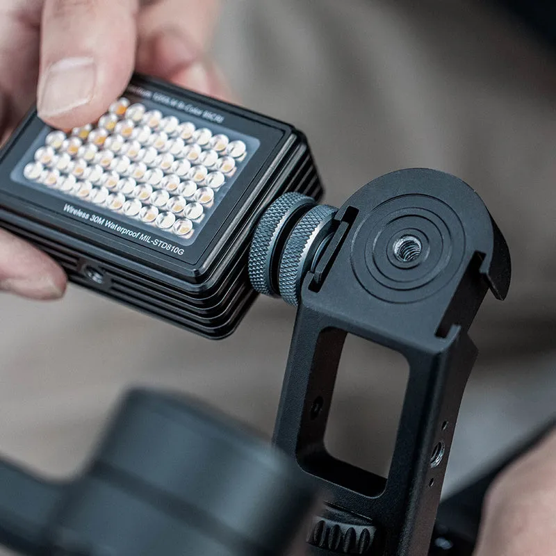 PGYTECH aluminium alloy pot holder accessory for DJI Ronin S and SC camera gimbals on a tripod.