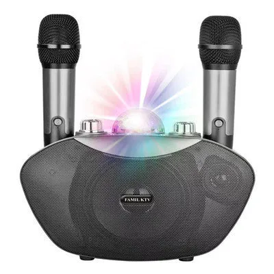 Family KTV microphone with USB power and 32GB storage in black plastic shell