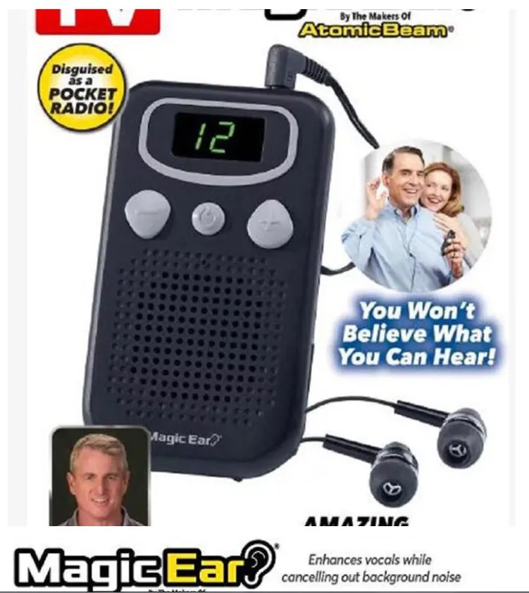Digital hearing aid for elderly rechargeable compact mobile sound amplifier device