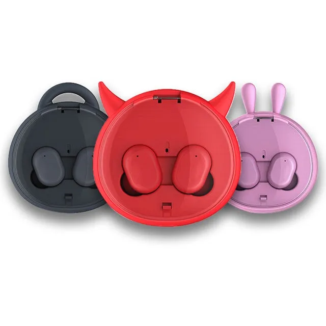 Wireless Bluetooth headset 5.0 stereo earplugs in black pink red with battery display
