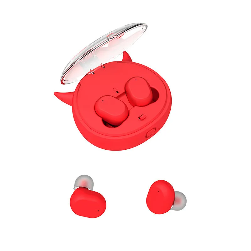 Wireless Bluetooth headset 5.0 stereo earplugs in black pink red with battery display