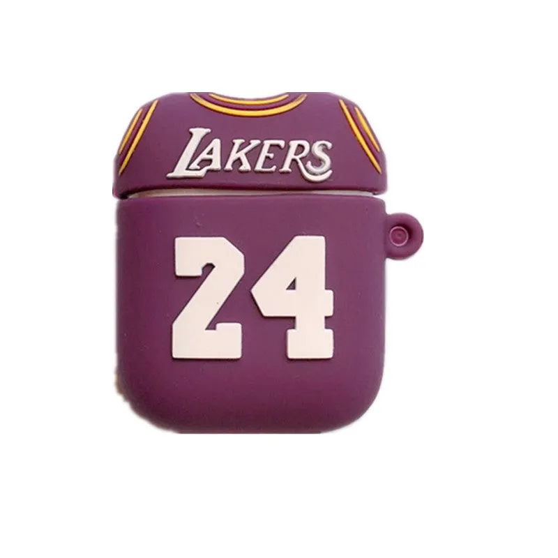 Silicone protective cover compatible with AirPods second generation in purple and yellow colour options