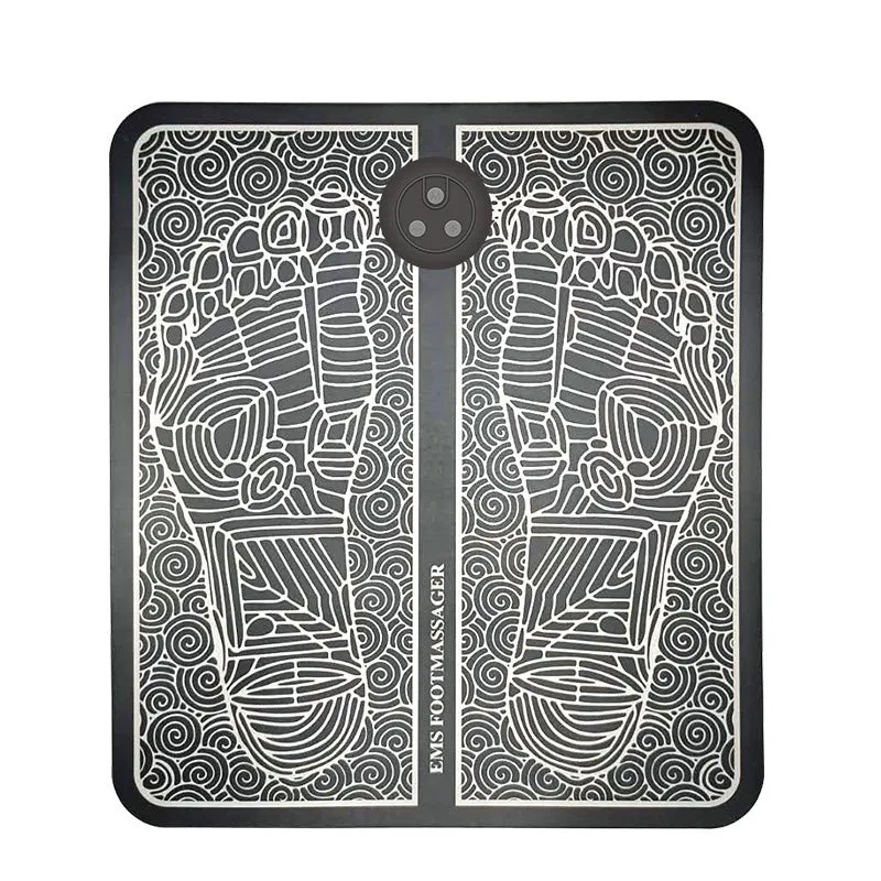 USB rechargeable EMS foot massager mat with wireless remote control, 6 vibration modes, and 10 adjustable intensity levels