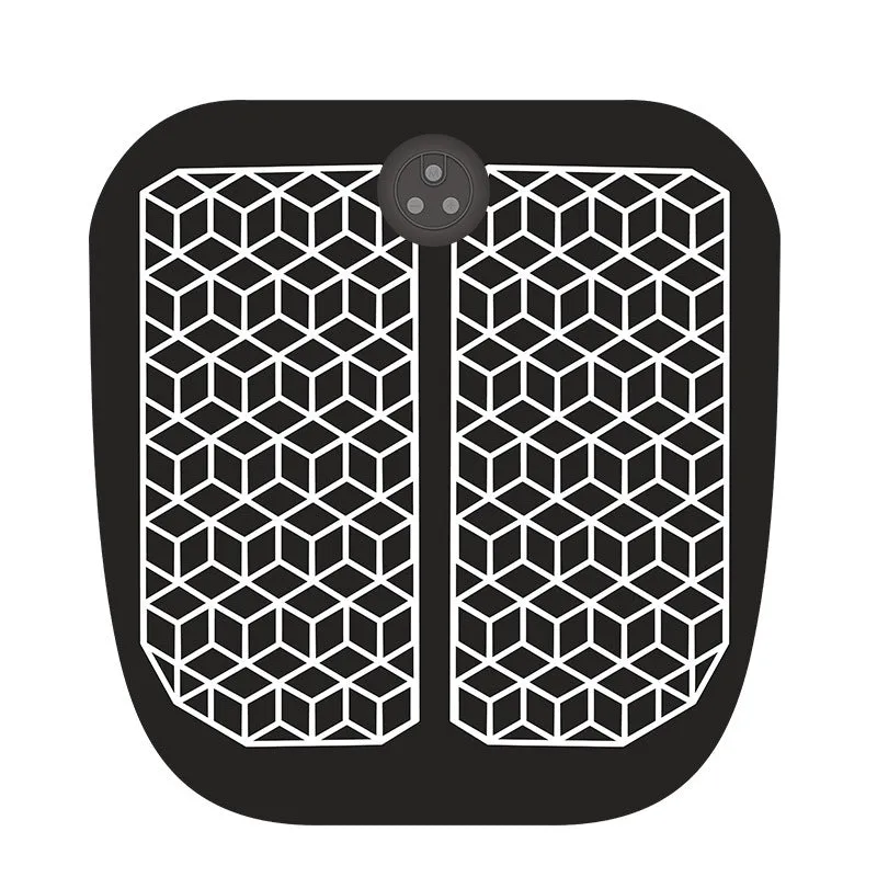USB rechargeable EMS foot massager mat with wireless remote control, 6 vibration modes, and 10 adjustable intensity levels