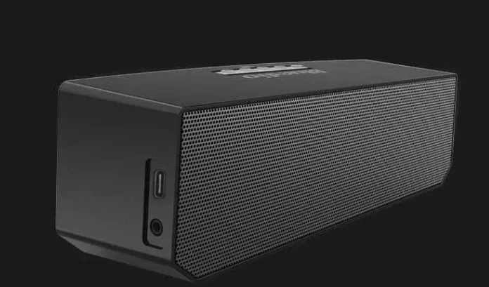 Black BS-6 Bluetooth smart speaker with compact rectangular design.