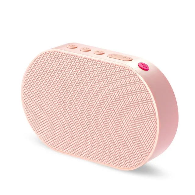 Smart WiFi speaker in white with 2.0 channel stereo and built-in battery
