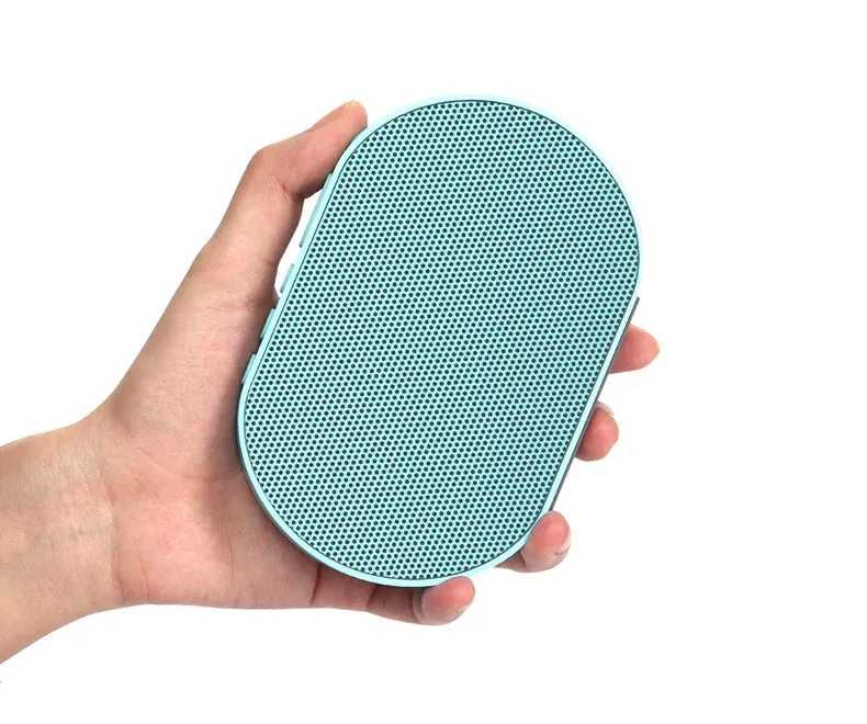Smart WiFi speaker in white with 2.0 channel stereo and built-in battery