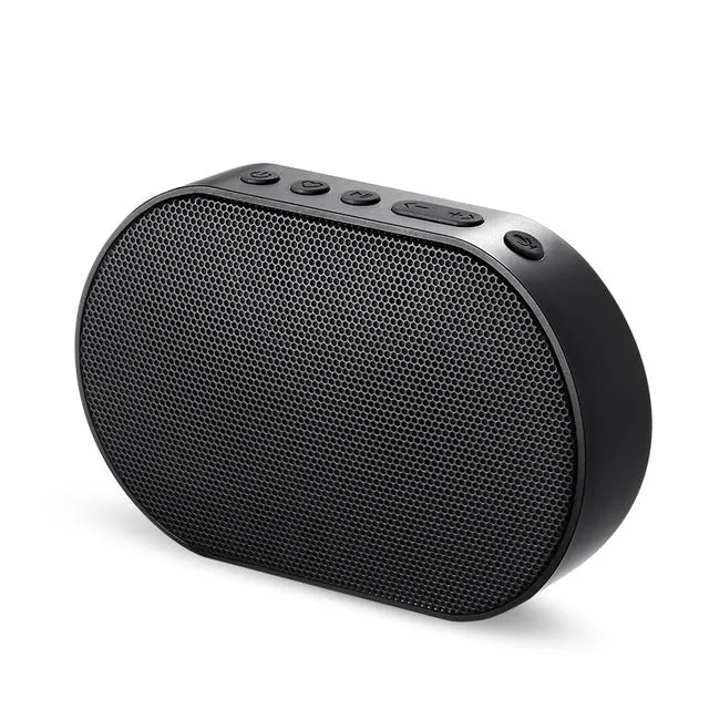 Smart WiFi speaker in white with 2.0 channel stereo and built-in battery