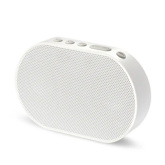 Smart WiFi speaker in white with 2.0 channel stereo and built-in battery