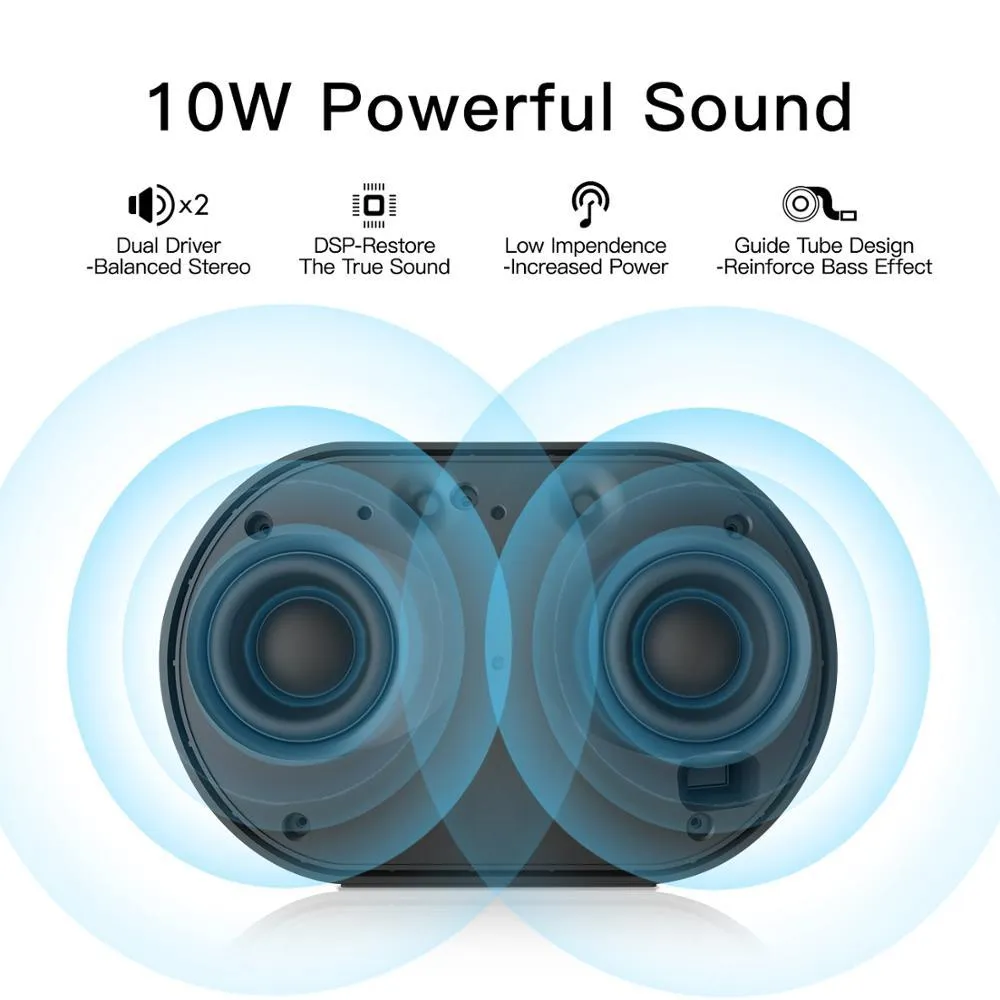 Smart WiFi speaker in white with 2.0 channel stereo and built-in battery