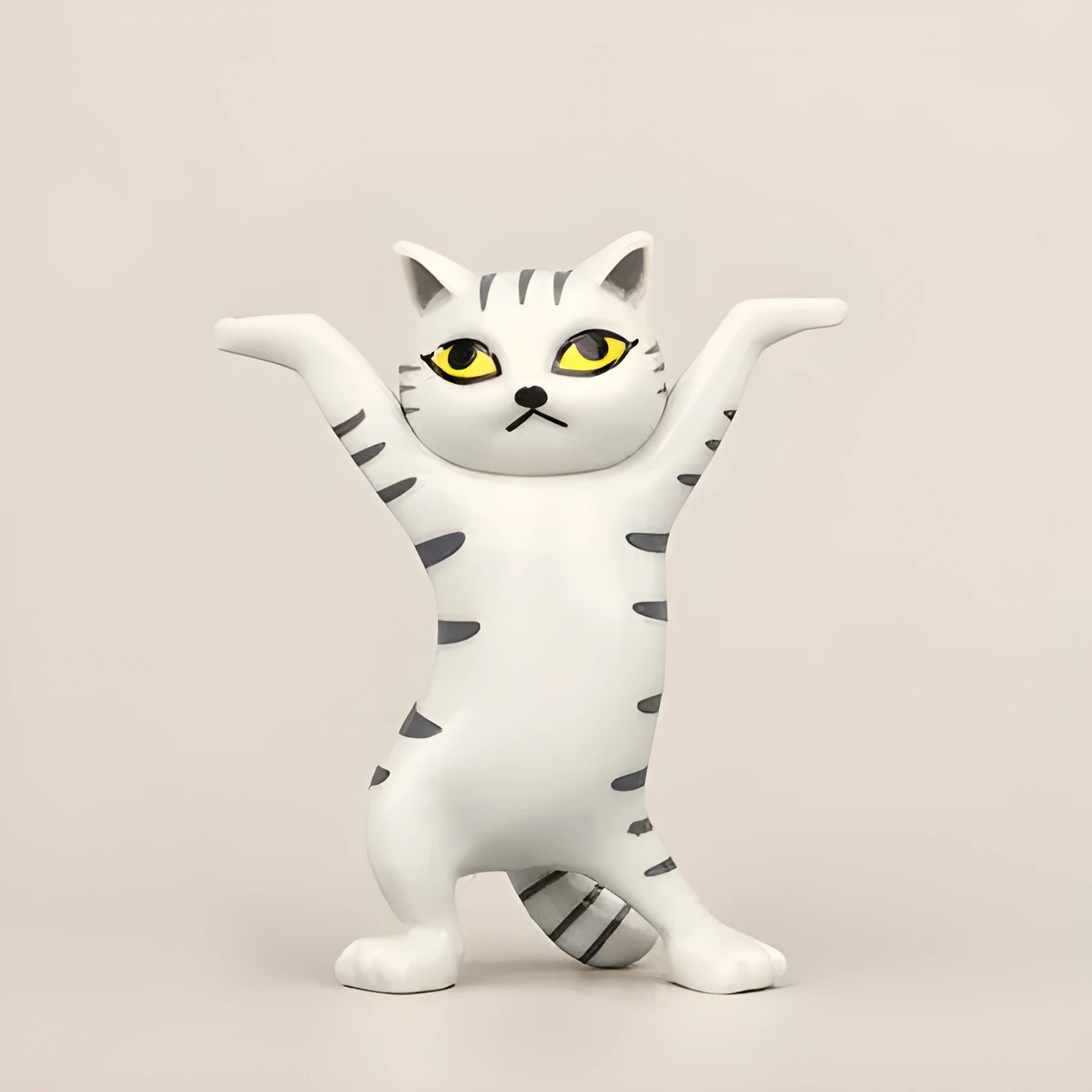 Resin cat-shaped pen holder in white colour, compact 5.5x3.2cm size for desk organisation