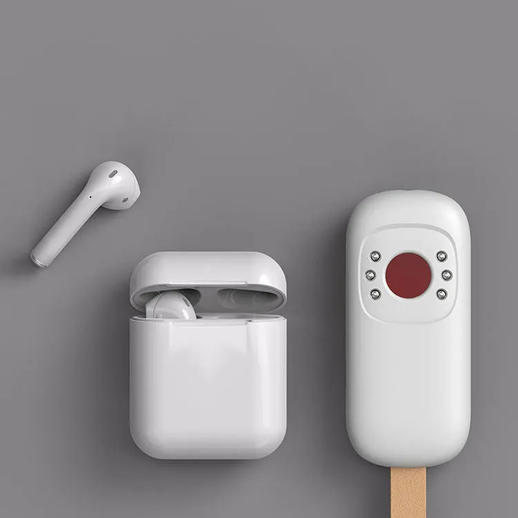 White New-T6 anti-sneak camera detector with ABS casing, 77x34x15mm, alarm mode for 50-3G MHz monitoring
