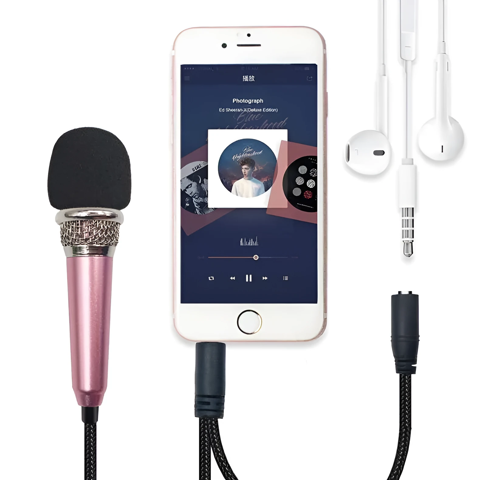 T3 wired condenser microphone with 3.5mm connector for mobile phone karaoke in choice of colours