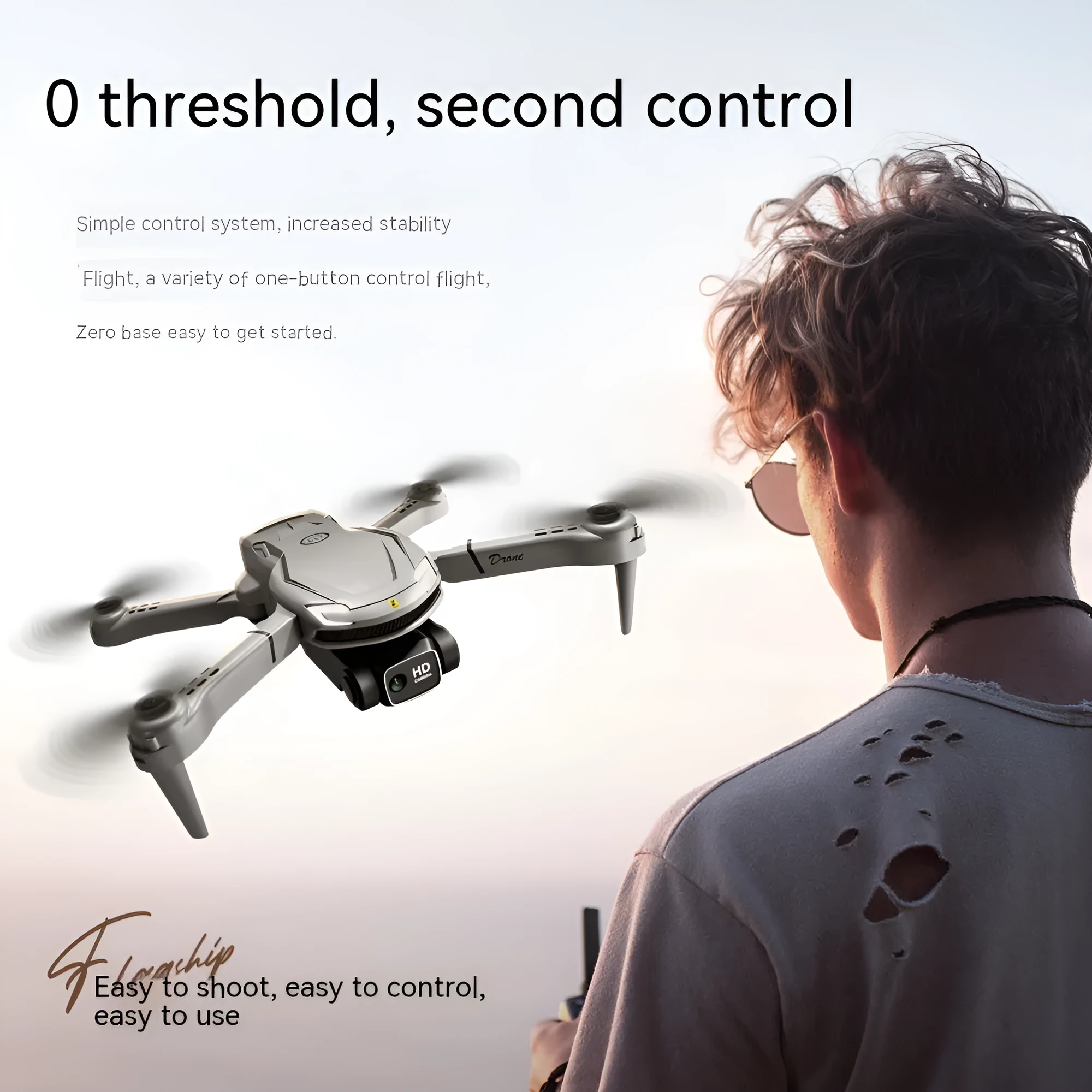 V88 UAV drone with 4K dual camera in black, folded size 13x8x6cm and unfolded 30x25x6cm