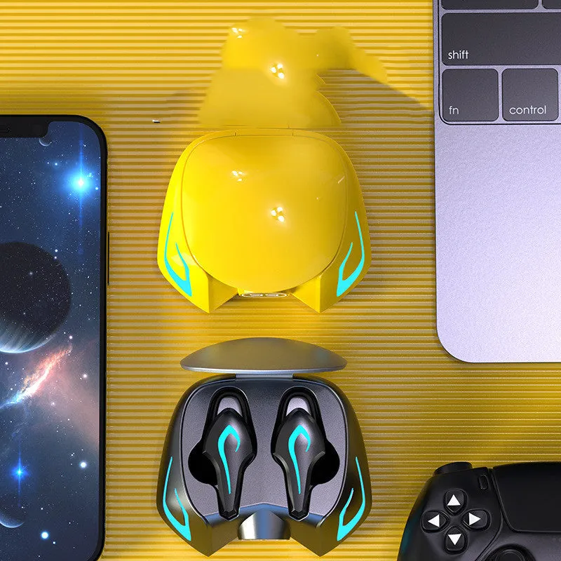 Colourful wireless Bluetooth 5.0 gaming earphones with earplug design for mobile phones.