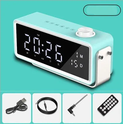 K5 smart alarm clock speaker in black with Bluetooth 5.0 dual speakers and clock display