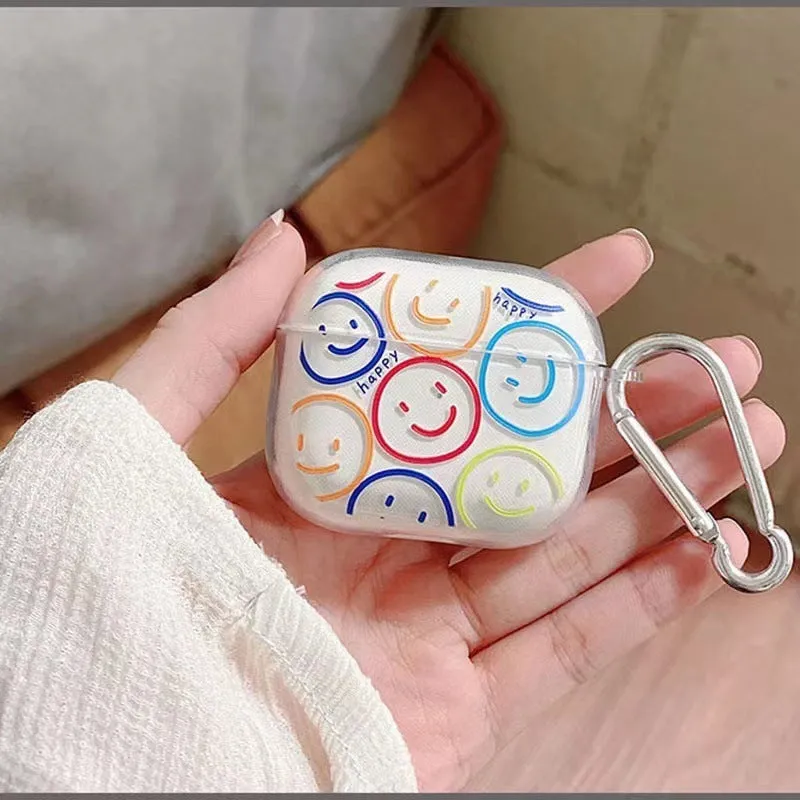 Personalized TPU soft shell earphone case for AirPods with graffiti smiley face design