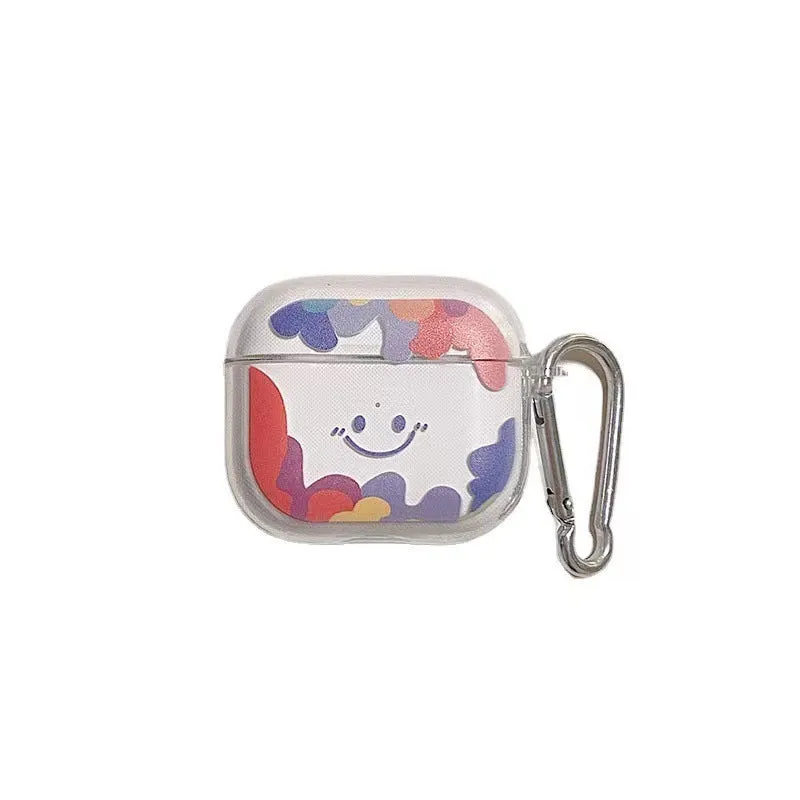 Personalized TPU soft shell earphone case for AirPods with graffiti smiley face design