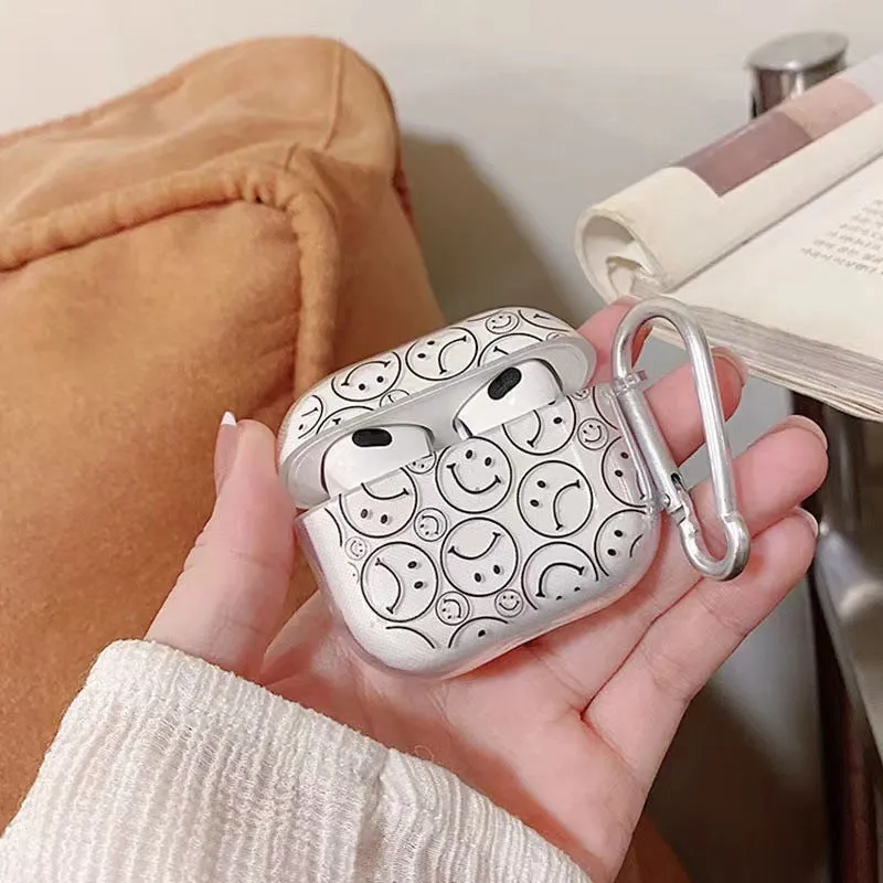 Personalized TPU soft shell earphone case for AirPods with graffiti smiley face design