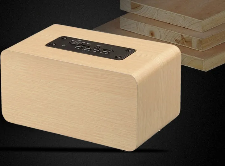 Wireless Bluetooth speaker W5 with wooden shell in redwood grain finish