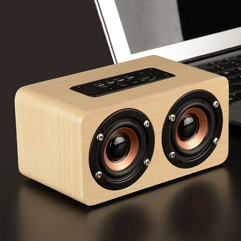 Wireless Bluetooth speaker W5 with wooden shell in redwood grain finish