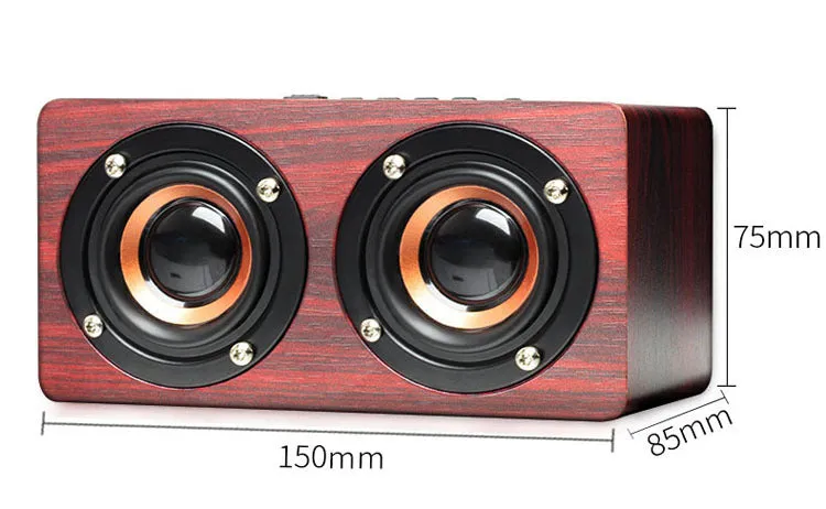 Wireless Bluetooth speaker W5 with wooden shell in redwood grain finish