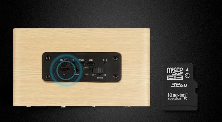 Wireless Bluetooth speaker W5 with wooden shell in redwood grain finish