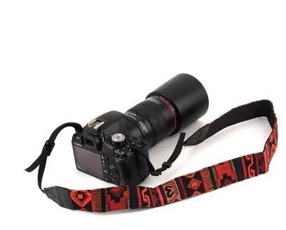 Ibiza Geometric Camera Strap with geometric pattern, adjustable length, available in multiple colours.